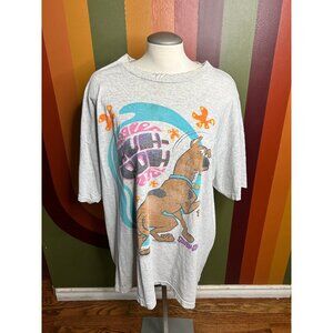 Vintage ruh-roh scooby doo tshirt grey - ratted vintage condtion - XL